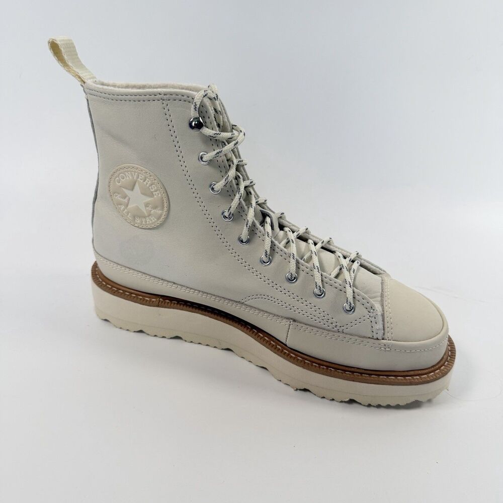 Converse Chuck Taylor Crafted Hi Top Boot Egret Natural Ivory Leather Womens 8.5
